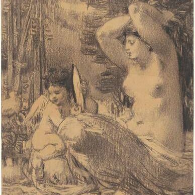 Nude with Cherub Holding a Mirror