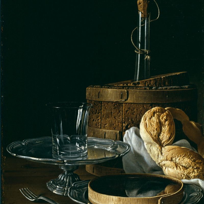 Still Life with Box of Jelly Bread Salver with Glass and Cooler