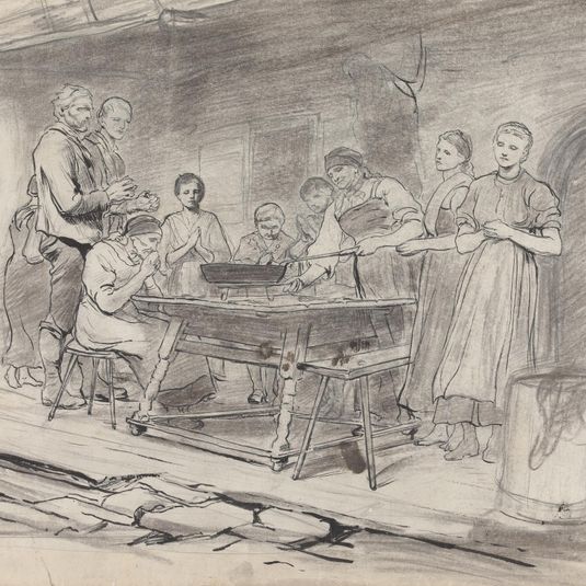 Study of Women and Men Saying Grace, Before a Meal