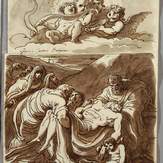 Four Putti Making Music, Study after Lodovico Carracci; Christ, Study after Massari