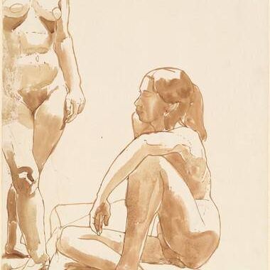 One Seated and One Standing