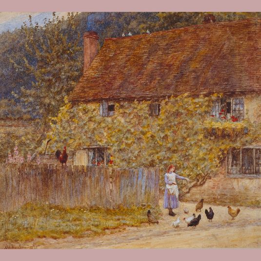 Renoir: Helen Allingham (1848–1926) Feeding the Chickens (1878) watercolour BELUM.U977 © National Museums NIand Art